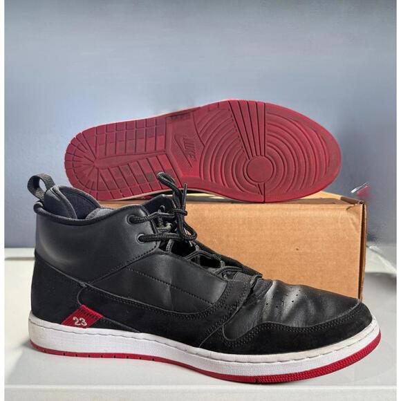 Jordan Fadeaway Black and Red High-Top Basketball Sneakers - Picture 7 of 8